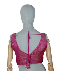 Pink Woven Readymade Blended Raw Silk Blouse-RB5168