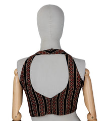 Black Printed Readymade Cotton Blouse With Diamond Print-RB5171