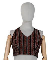 Black Printed Readymade Cotton Blouse With Diamond Print-RB5171