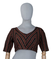 Black Printed Readymade Cotton Blouse With Diamond Print-RB5172
