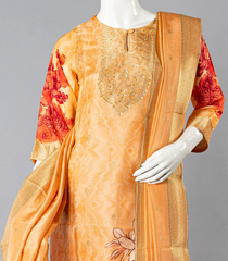 Bright Peach Floral Printed Salwar Suit-Peach