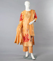 Bright Peach Floral Printed Salwar Suit-Peach