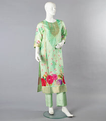 Neo Mint Floral Salwar Suit-Neon Green