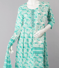 Aqua Splash Printed Salwar Suit-Aquamarine