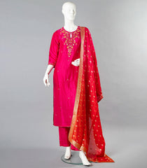 Love Potion Pink Salwar Suit With Red Dupatta-Pink