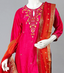 Love Potion Pink Salwar Suit With Red Dupatta-Pink