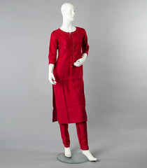 Dark Red Salwar Suit With Digital Printed Dupatta-Red