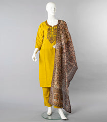 Bright Yellow Salwar Suit With Digital Printed Dupatta-Yellow