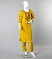 Bright Yellow Salwar Suit With Digital Printed Dupatta-Yellow