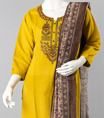 Bright Yellow Salwar Suit With Digital Printed Dupatta-Yellow