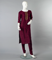 Maroon Salwar Suit With Digital Printed Dupatta-Maroon