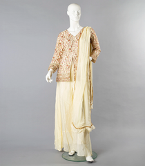 Cream Sharara Set With Matching Dupatta-Cream