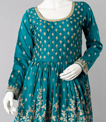 Teal Sharara Set With Matching Dupatta-Teal