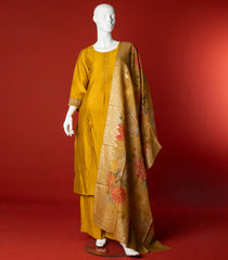 Yellow Chudidar Set With Digital Printed Dupatta-Yellow