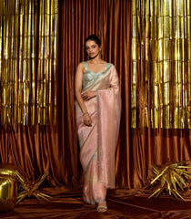 Multi Colour Woven Blended Georgette Saree With Embroidered Selvage-EN1830