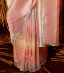 Multi Colour Woven Blended Georgette Saree With Embroidered Selvage-EN1830
