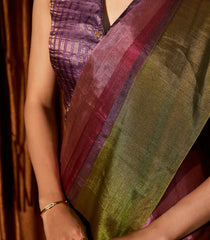 Multicolor Handloom Chanderi Cotton Tissue Saree With Stripes-CC1336