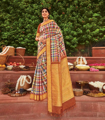 Four Thousand Colour Handloom Natural Dyed Korvai Silk Saree