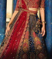 Crimson Red & Navy Blue Festive Lehenga Set-SK5126