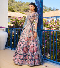 Indigo Blue & Pink Festive Lehenga Set-SK5122