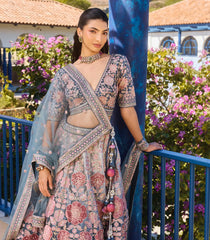 Indigo Blue & Pink Festive Lehenga Set-SK5122