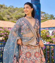 Indigo Blue & Pink Festive Lehenga Set-SK5122