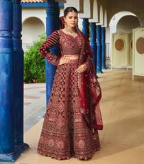 Maroon Embroidered Festive Lehenga Set-SK5129