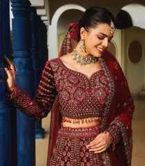 Maroon Embroidered Festive Lehenga Set-SK5129
