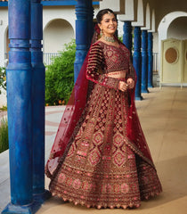 Maroon Embroidered Festive Lehenga Set-SK5129