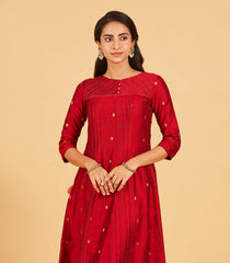 Deep Red And Gold Zari Work Kurta