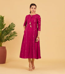 Magenta & Gold Zari Work Kurta