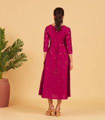 Magenta & Gold Zari Work Kurta