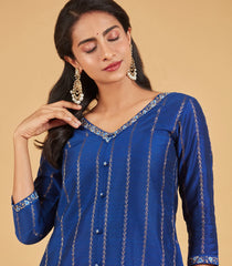 Midnight Blue & Gold Zari Work Kurta