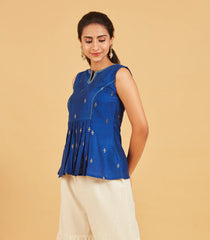 Royal Blue & Gold Zari Short Top