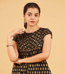 Black And Gold Zari Work Short Top