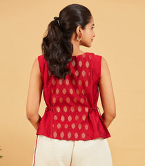 Red And Gold Zari Short Top