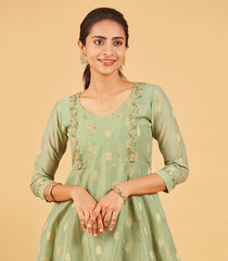 Pastel Green Embroidered Festive Kurta