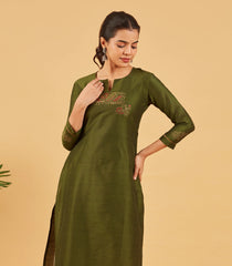 Solid Olive Green Kurta