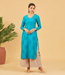 Aqua Blue Printed Kurta