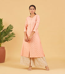 Pastel Peach Foil Printed Kurta