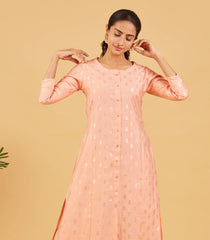 Pastel Peach Foil Printed Kurta