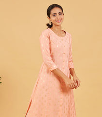 Pastel Peach Foil Printed Kurta