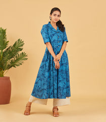 Sapphire Blue Printed Cotton Dress