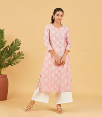 Peach Printed Kurta