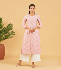 Peach Printed Kurta