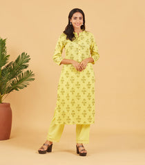 Lemon Fizz Yellow Cotton Kurta Set