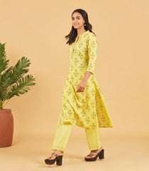 Lemon Fizz Yellow Cotton Kurta Set