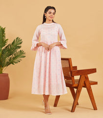 Baby Pink Flared Cotton Dress