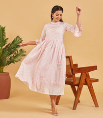 Baby Pink Flared Cotton Dress