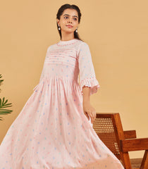 Baby Pink Flared Cotton Dress